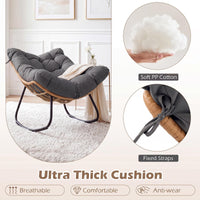 Outdoor Papasan Rocking Chair, Oversized PE Wicker Patio Egg Chair