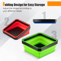 4 Pack Magnetic Foldable Parts Tray Set, Collapsible Bowl Set for Screws