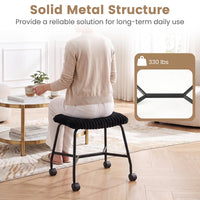 Upholstered Footrest Stool Set of 2 with 4 Swivel Casters and Thick Cushion for Living Room