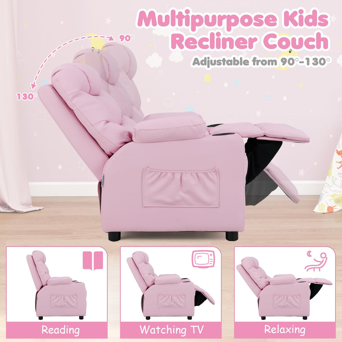 Kids Recliner Chair with Cup Holder
