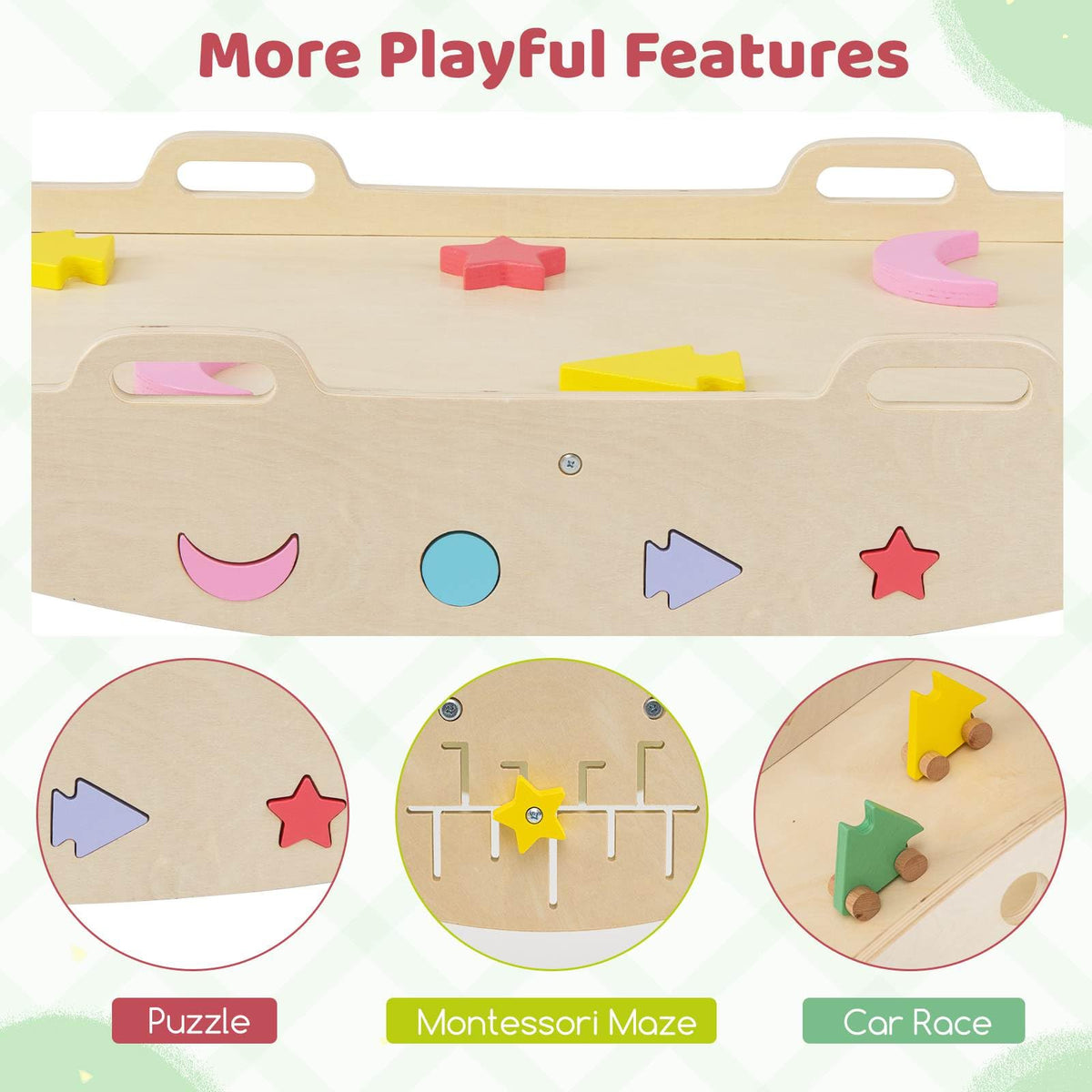 Foldable Montessori Climbing Toys w/Arch Climber, Reversible Ramp, Climbing Rope