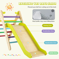 2 in 1 Kids Wooden Climbing Triangle Set with Slide