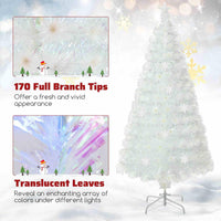 150/180/210cm Pre-Lit Fiber Optic Christmas Tree with Iridescent Leaves