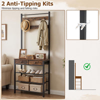 4-In-1 Hall Tree with Console Table and Shoe Rack