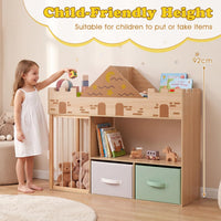 Kids Bookshelf with Stuffed Animal Storage and Fabric Drawers