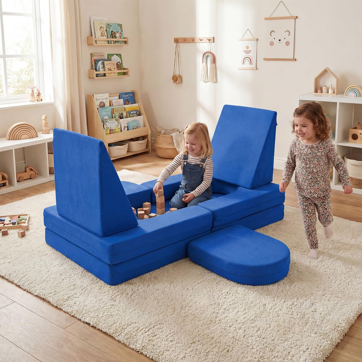10 PCS Modular Kids Play Couch Toddler Climb & Crawl Foam Playset w/Suede Fabric