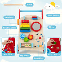 8-in-1 Wooden Baby Walker with Wheels for Toddlers 1+ Years Old