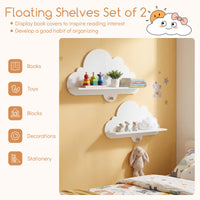Cloud Shape Wall Shelves with Hooks for Kid Room and Nursery Decor
