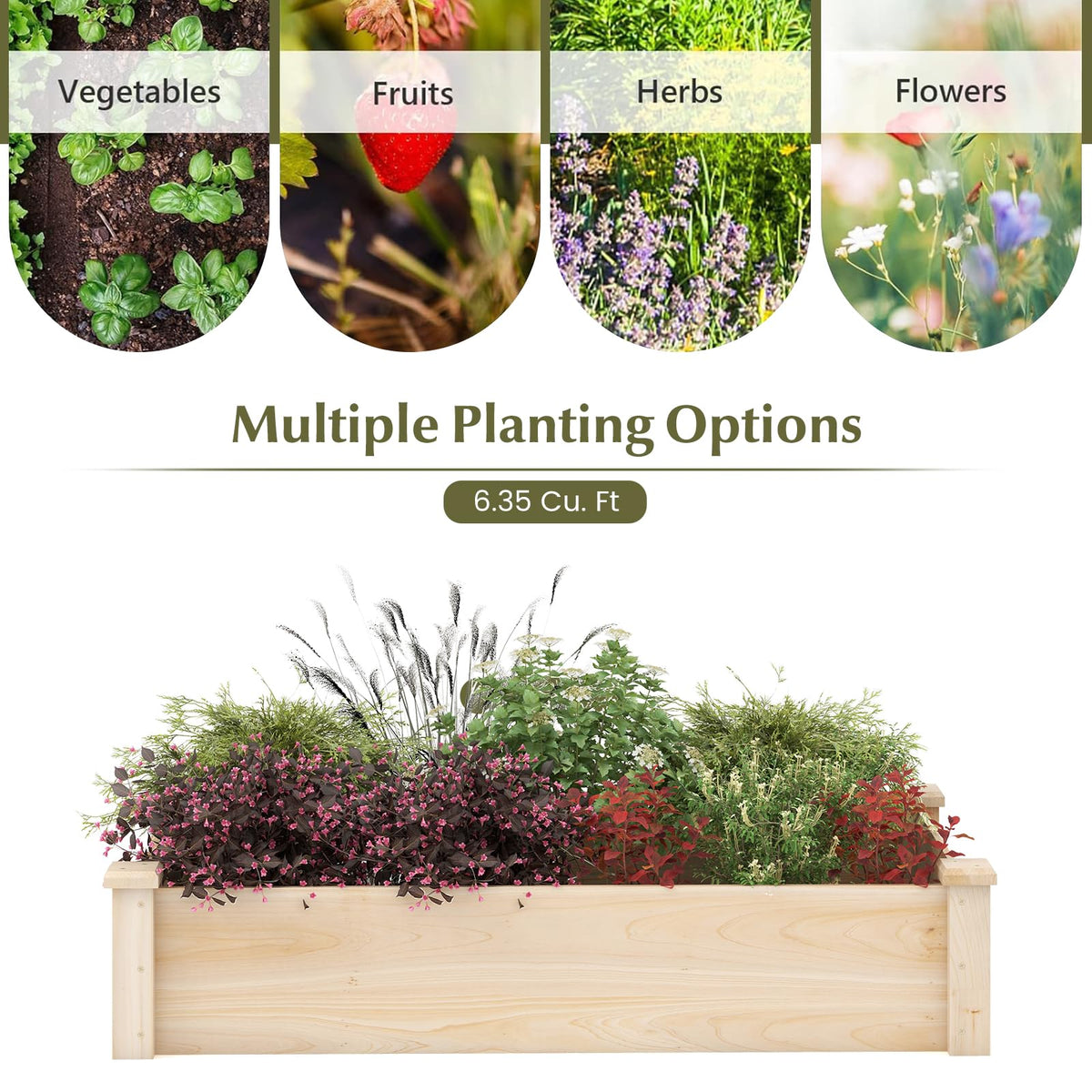 Giantex 48" x 24" x 10" Wooden Raised Garden Bed, Rectangular Planter Box