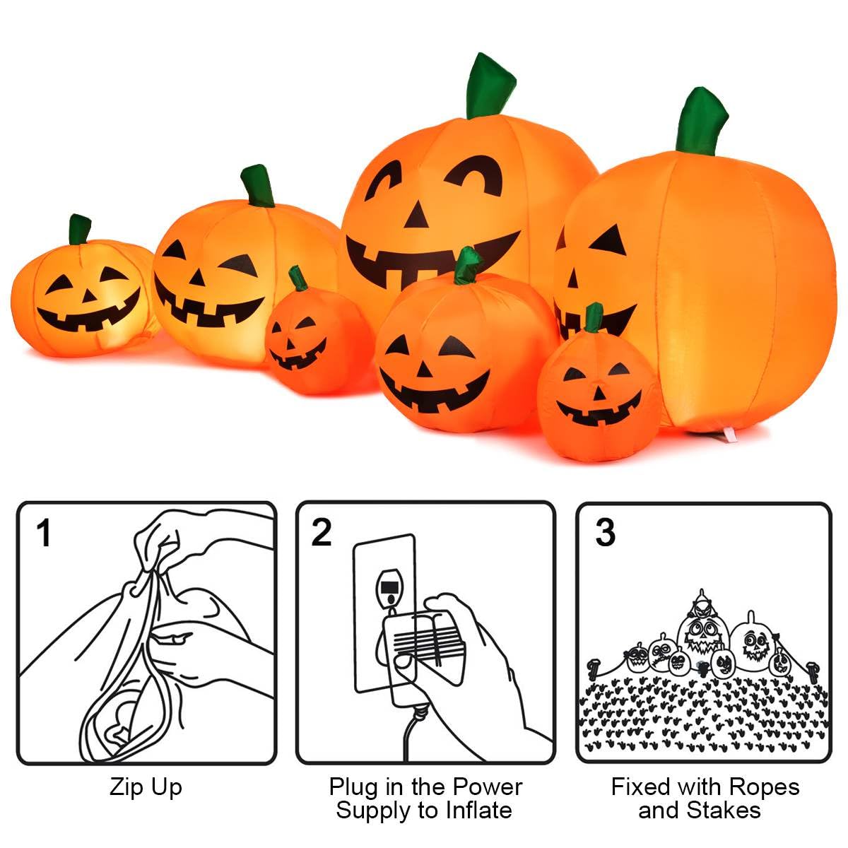 2.3M Halloween Inflatable Pumpkin Patch for Indoor Outdoor