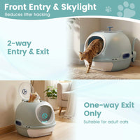 Cat Litter Box with Lid, Helicopter Style Fully Enclosed Cat Toilet