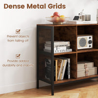 6 Cube Bookcase 110cm Wide Horizontal Bookshelf with Heavy-Duty Metal Frame