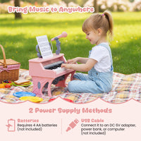 Mini Keyboard Piano for Kids, 25 Keys Electric Piano w/Music Stand & Microphone