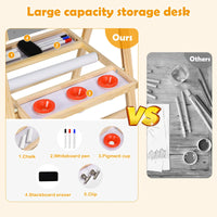 3-In-1 Foldable Kids Easel with Adjustable Height and Chalks Pens