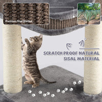 Cat Tree Tower, Compact 2-Tier Cat Activity Tree with Large Plush Top Perch Bed, Natural Sisal Wrapped Scratching Posts