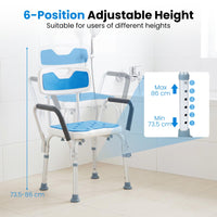 6-PositionAdjustable Height Shower Chair with Back and Arms
