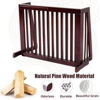 3 Panel Folding Wood Pet Slide Gate with Adjustable Length for Dogs