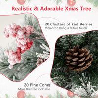 1.4M Hinged Flocked Christmas Tree with Pine Needles