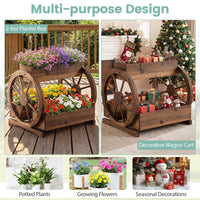 Wood Wagon Planter 2-Tier with 3 Growing Boxes and Wheels