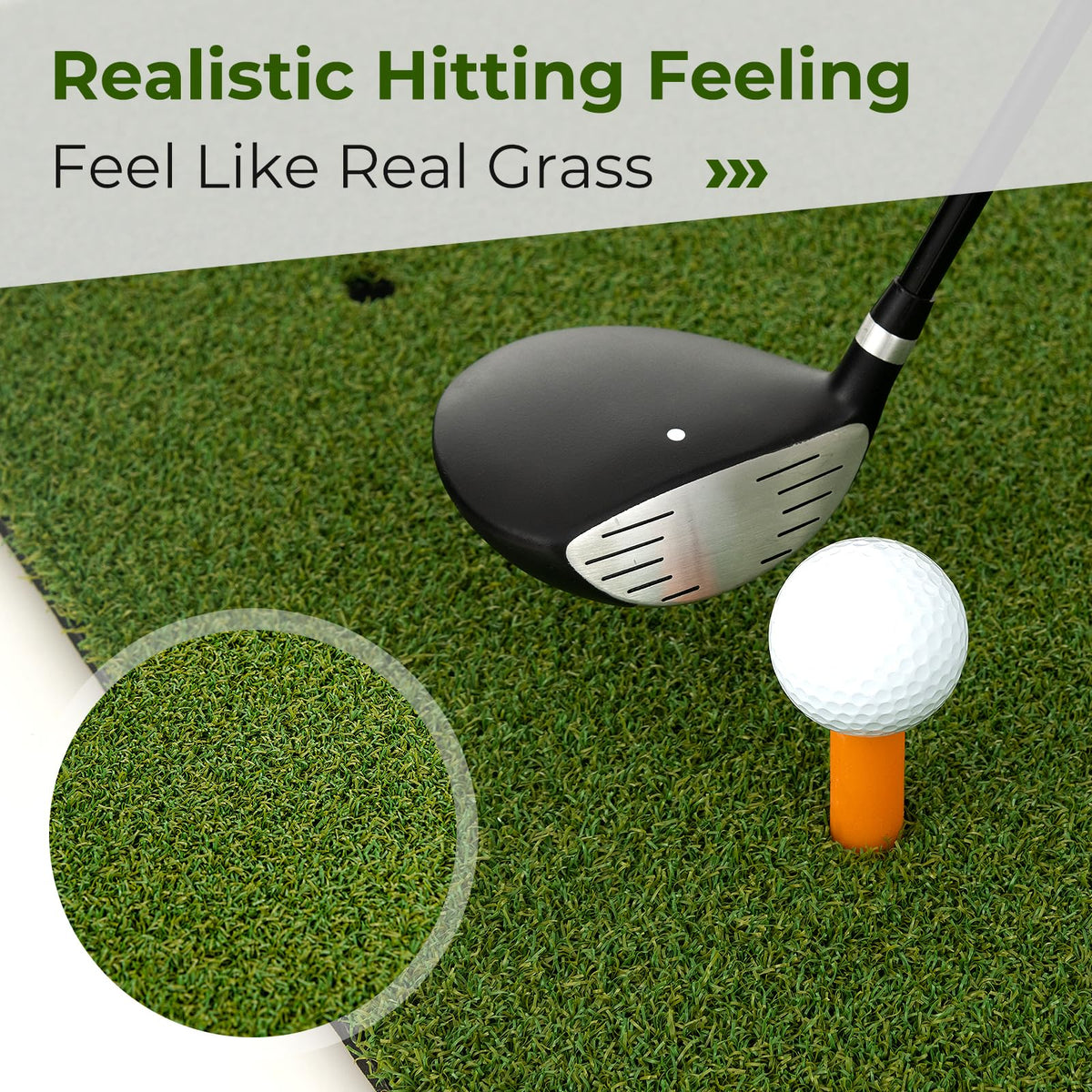 Golf Hitting Mat, Standard Real Feel Golf Practice Mat with Synthetic Turf