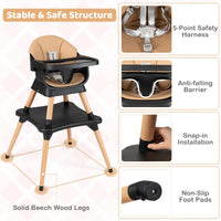 9-in-1 Convertible High Chair with Solid Wood Legs and Removable Dishwasher-Safe Tray