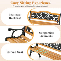 Giantex Outdoor Bench with Slatted Seat, Curved Armrests