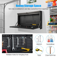 2-in-1 Wall Control Pegboard Tool Organizer with Large Tabletop for Garage