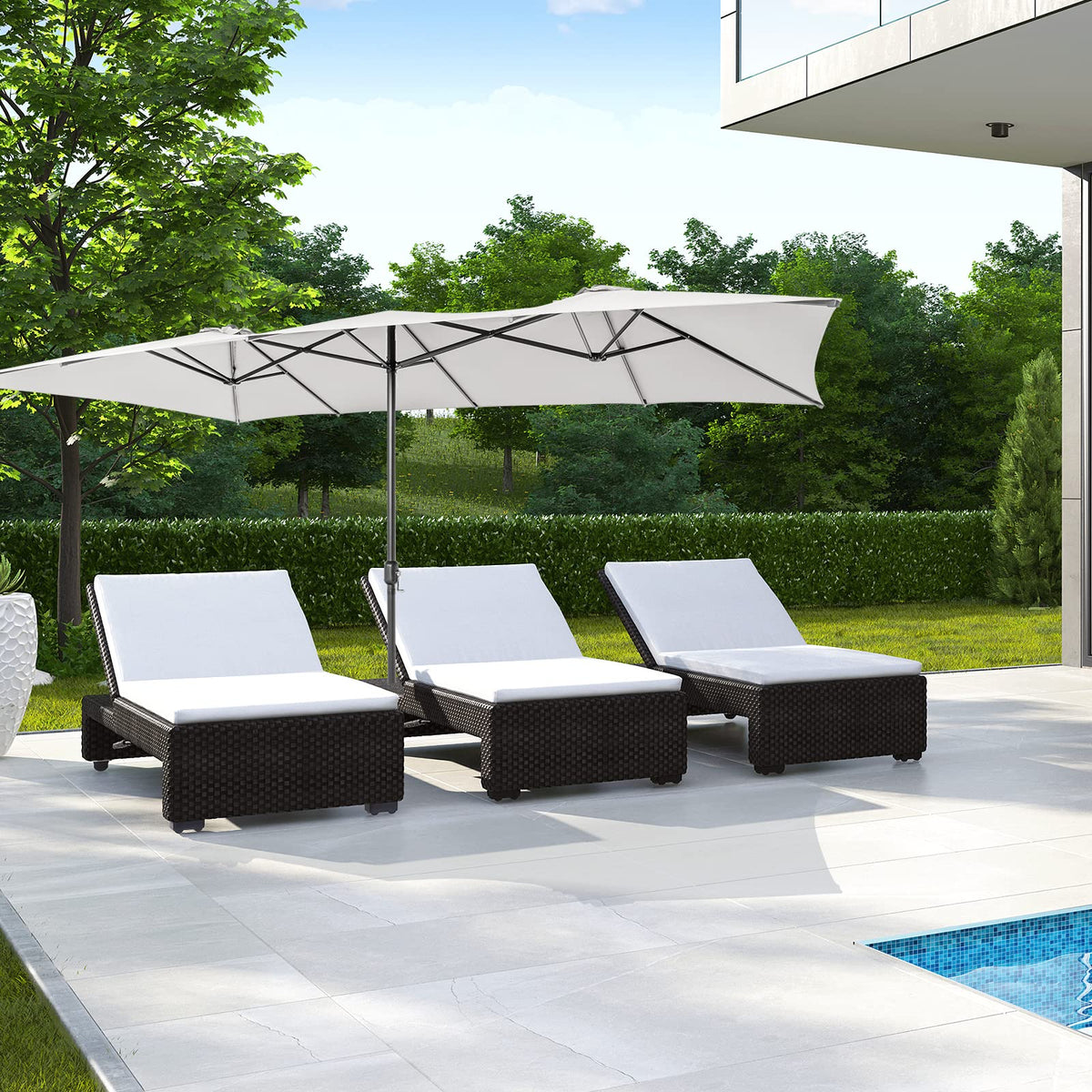 426 CM Double-Sized Patio Umbrella with Crank Handle, Vented Tops