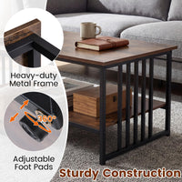 Industrial Coffee Table Rectangular 2-Tier with Open Shelf for Living Room