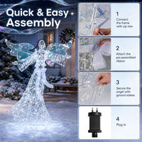 Iridescent Christmas Angel Decoration with 230 Cold White LEDs