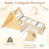 3-in-1 Pikler Triangle Climbing Set with Dual-Side Ramp and Adjustable Climbing Triangle