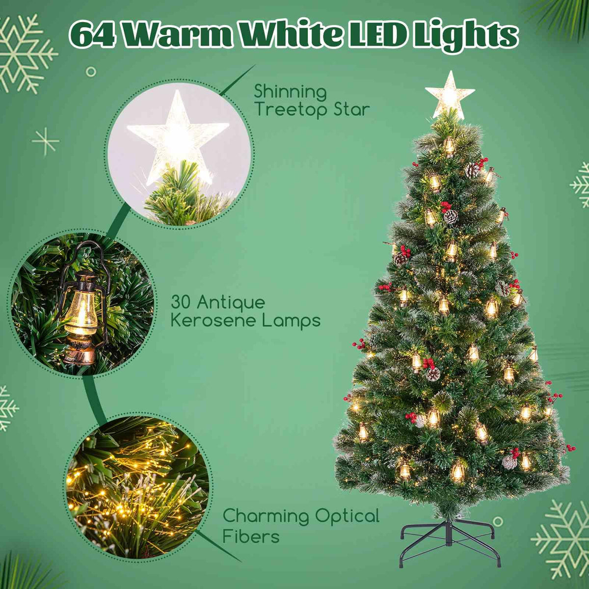 Artificial Xmas Tree Optic Fibre with 8 Lighting Modes and Kerosene Lamps