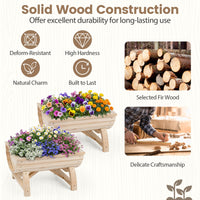 Set of 2 Wood Raised Garden Beds, Half-Barrel Planter Boxes