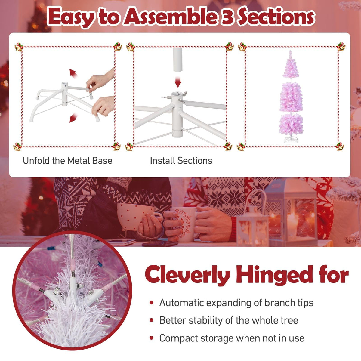 1.83M/2.15M Pre-Lit Artificial Christmas Tree with 475/670 branch tips for Decoration
