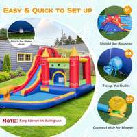 9-in-1 Inflatable Bounce Castle with Waterslide for 3+ (with 680W Blower)
