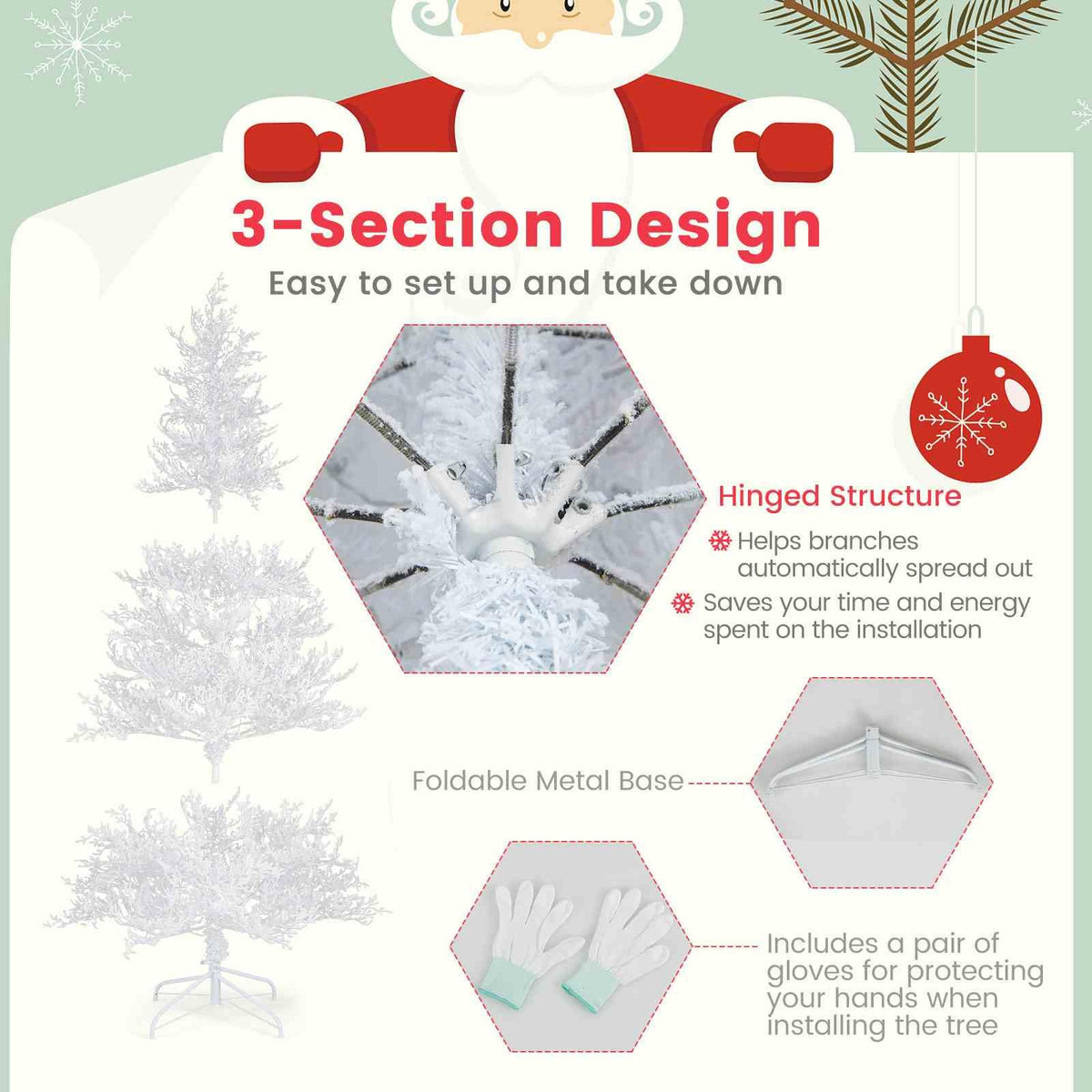 185CM Pre-Lit Artificial Christmas Tree with 11 Lighting Modes