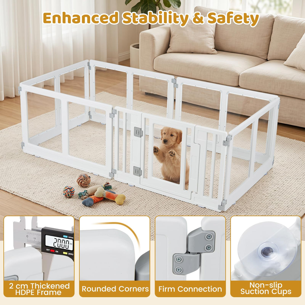 Clear Dog Playpen with Secure Locking Door, 6 Panels