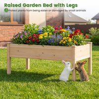 Wooden Raised Garden Bed with Legs, Natural Fir Wood Elevated Planter Box