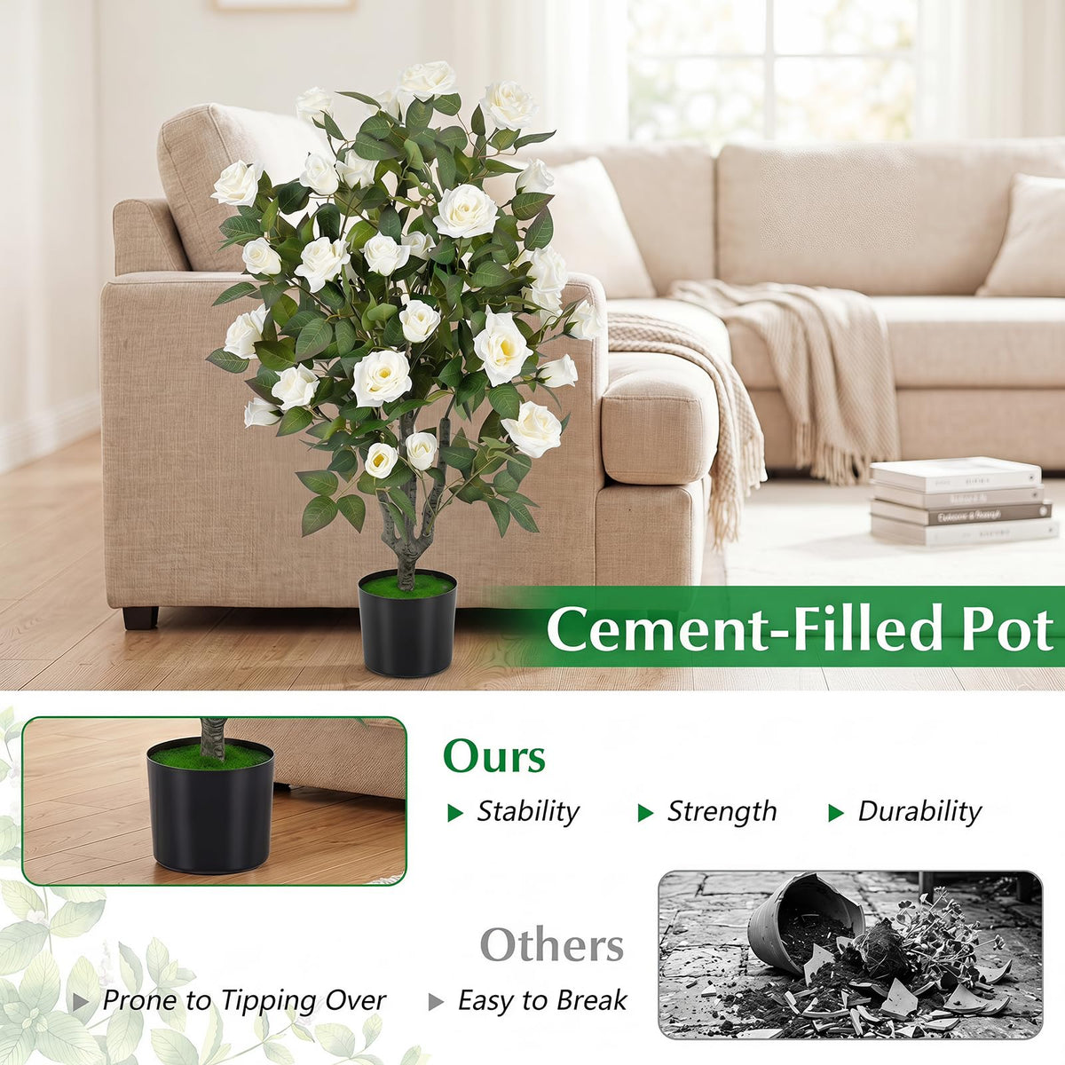 90cm Artificial Rose Tree Free Maintenance for Home Office Porch