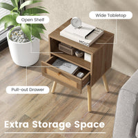 Giantex Rattan Nightstand Set of 2, Home Boho Small Side End Table