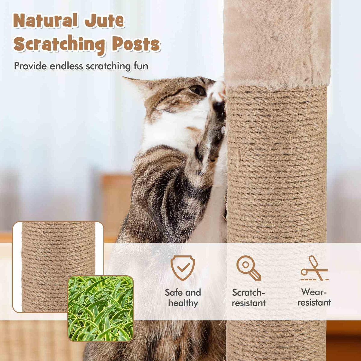 164cm Cattail Cat Tower, 6-Layer Cat Activity Center
