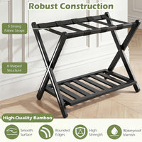 Giantex Bamboo Luggage Rack, Folding Suitcase Stand