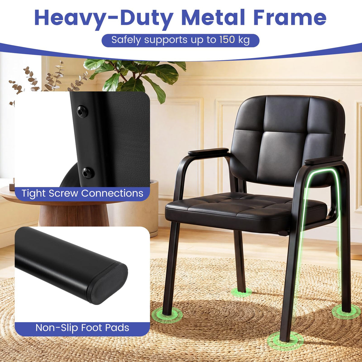 Waiting Room Guest Chairs with Padded Armrests Set of 2/4