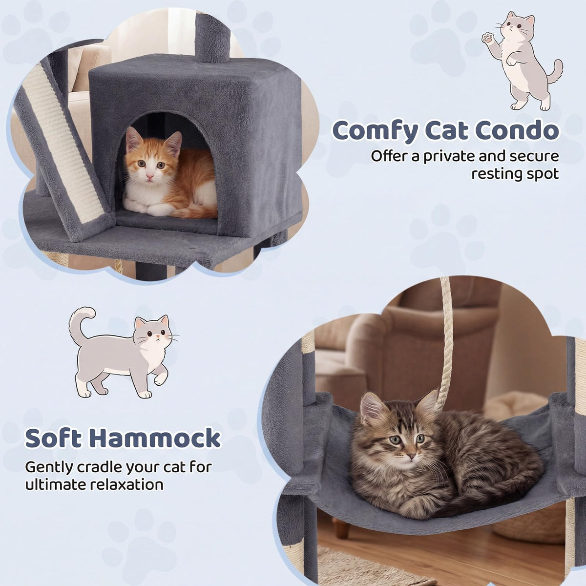Cat Tree Tower for Indoor Cats Multi-Level Cat Condo with Plush Top Perch
