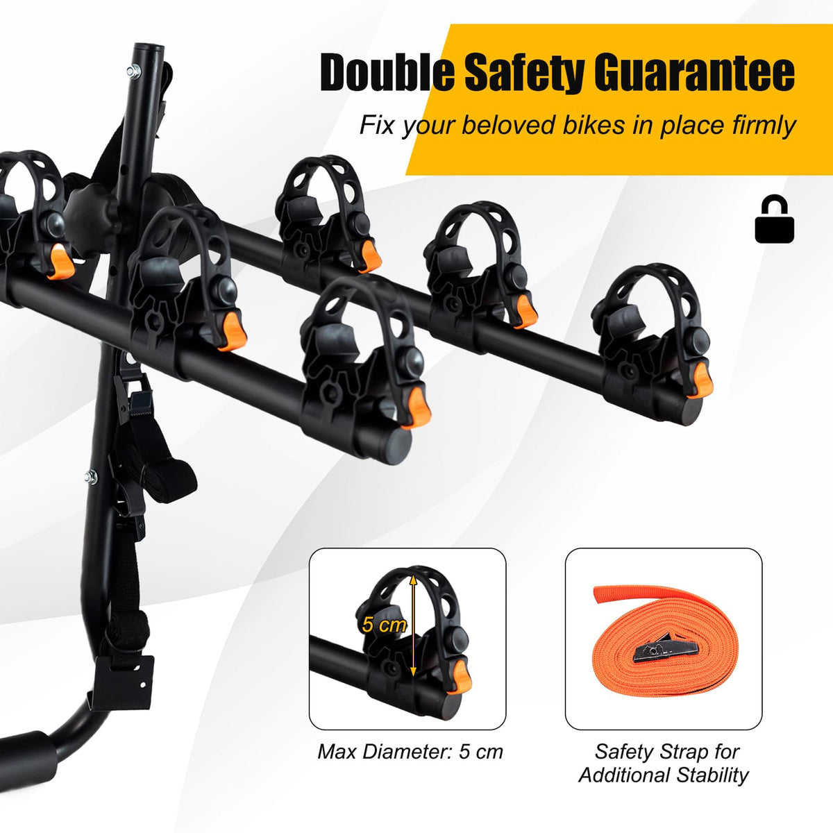 3-Bike Trunk Mount Rack with Adjustable Length Angle