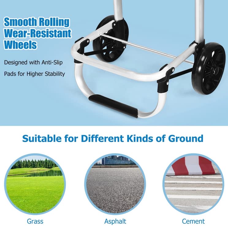 Giantex Folding Shopping Cart, Portable & Rolling Shopping Cart w/Hanging Hooks