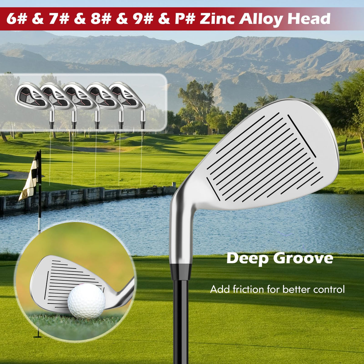 Men/Women's Complete Golf Club Set 9 Pieces, Includes 460cc Alloy Driver