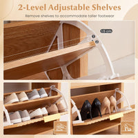 100CM Shoe Storage Bench, Narrow Wooden Entryway Bench with 2 Flip Drawers