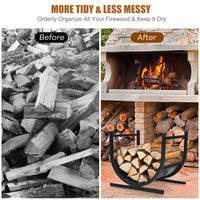 U-Shaped Firewood Rack with Handles for Fireplace Log Storage