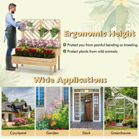 Giantex 2-Tier Raised Garden Bed w/Trellis, Wooden Elevated Planter Box w/Legs